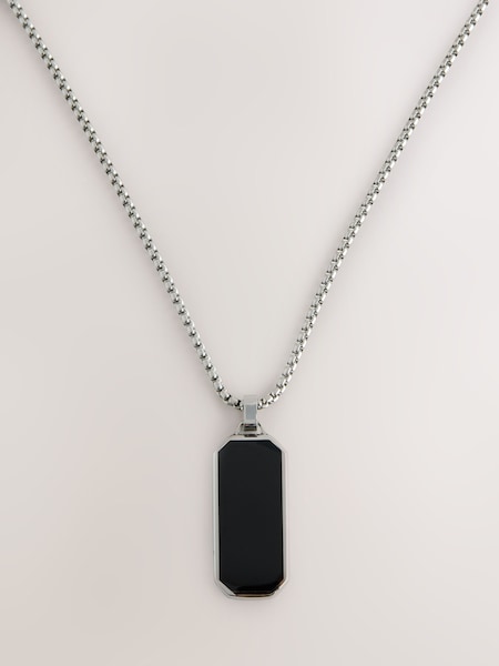Black - Regular Stainless Steel Pendant Black Necklace