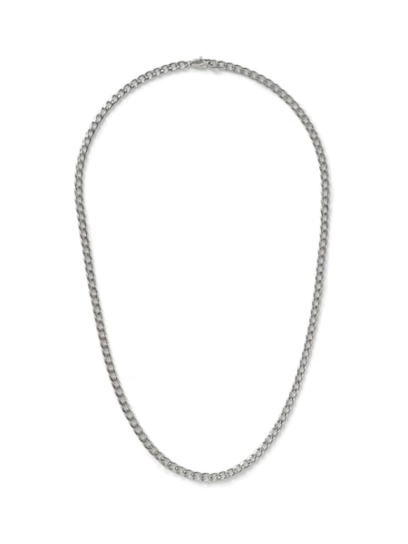 Srebrno - Regular Dck Mens Silver Stainless Steel Curb Chain Necklace