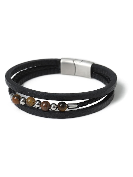 Schwarz - Regular Dck Mens Genuine Leather Black Bracelet