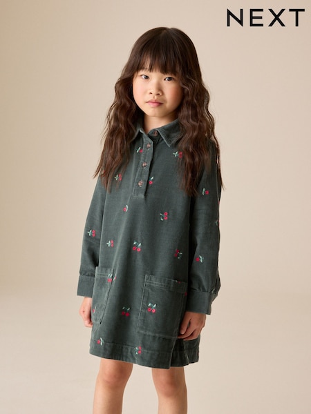 Green - Green Cord Dress (3-16yrs)