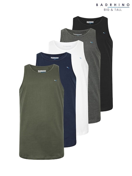 Green - Regular Badrhino Big & Tall Vests 5 Pack