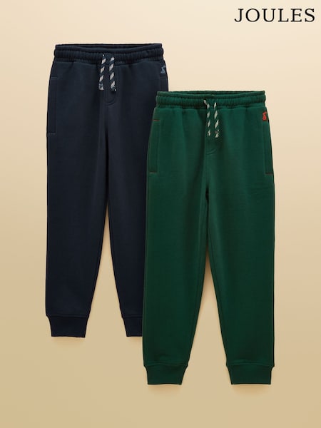 Green & Navy - Joules Boys' Ted Pack Of Two Joggers