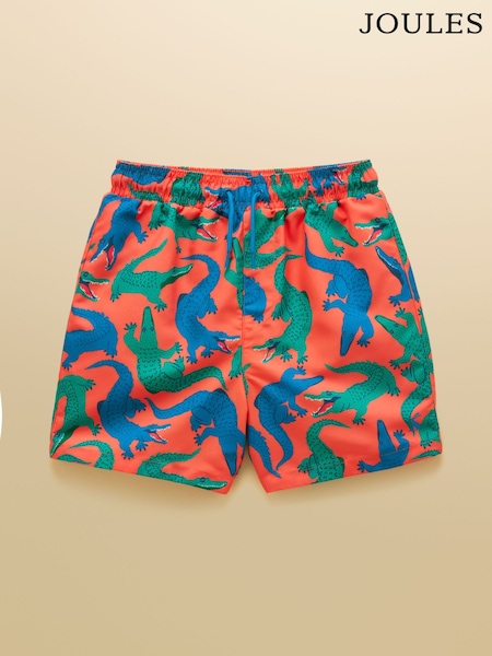Orange Crocodiles - Joules Boys' Ocean Printed Swim Shorts