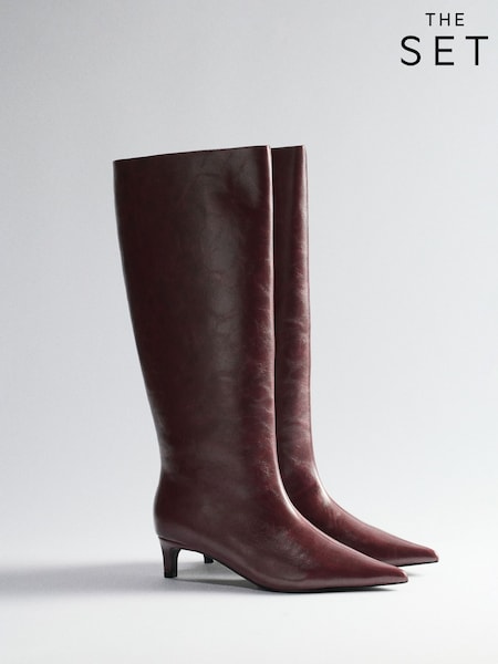 酒紅 - The Set Knee High Heeled Boots
