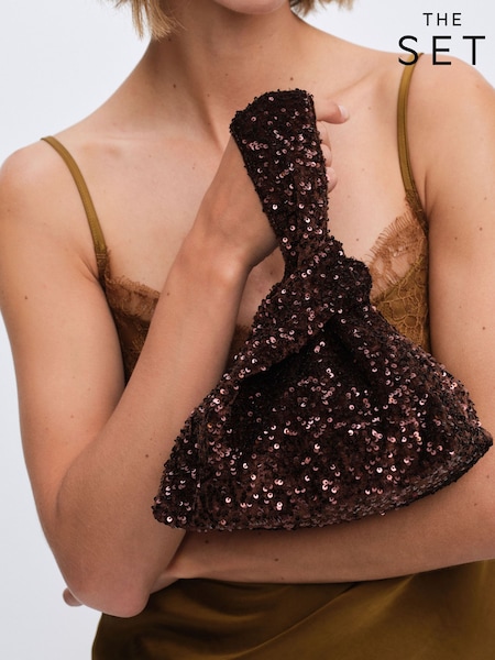 Brown Sequin - The Set Velvet Pouch