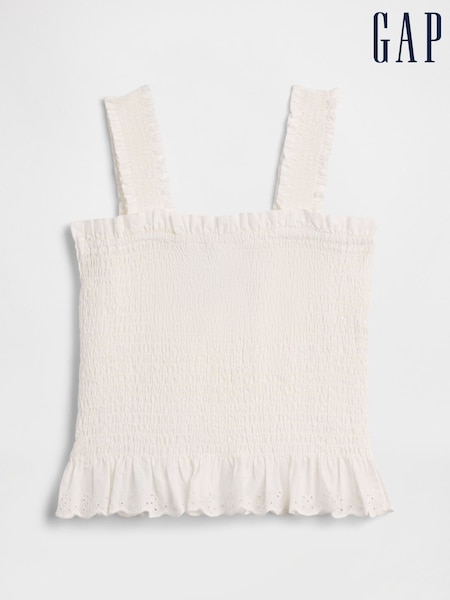 White - Gap Smocked Peplum Top (4-13yrs)
