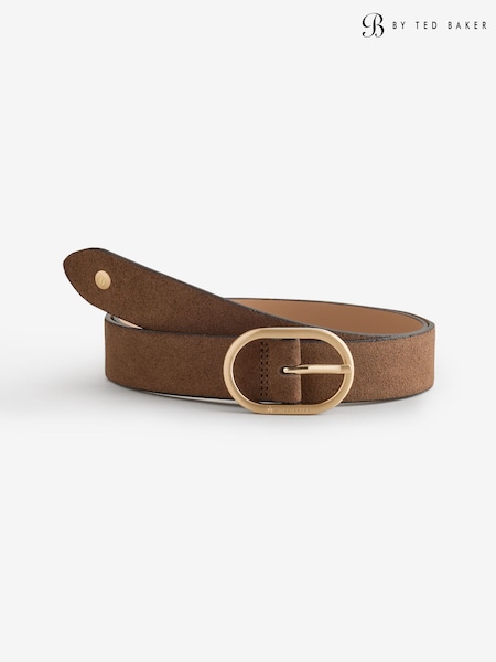 Tan Brown - B By Ted Baker Suede Oval Buckle Belt