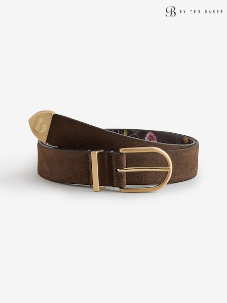 Chocolate Brown - B By Ted Baker Suede Smart Buckle Belt