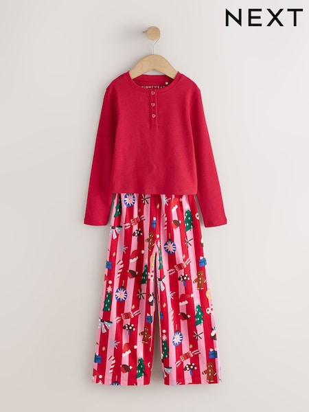 Red/Pink Stripe - Christmas Wide Leg Pyjamas 1 Pack (3-16yrs)