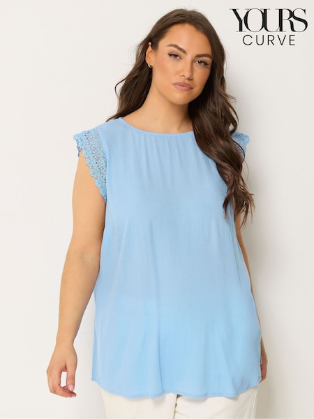 Blue - Yours Curve Crinkle Crochet Vest