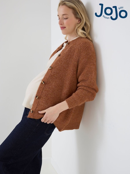 Toffee Ruskea - Jojo Maman Bébé Long Sleeve Chunky Knit Maternity Cardigan