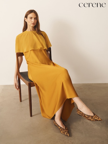 Or - Cerene Satin Slip Dress With Detachable Sheer Cape