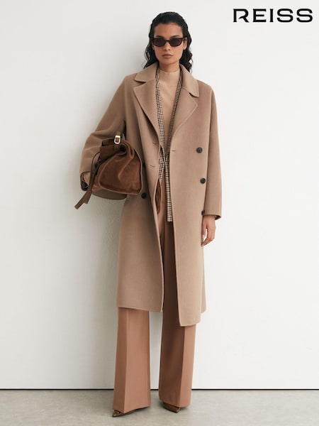 Camel - Reiss Marina Wool-blend Blindseam Double-breasted Coat