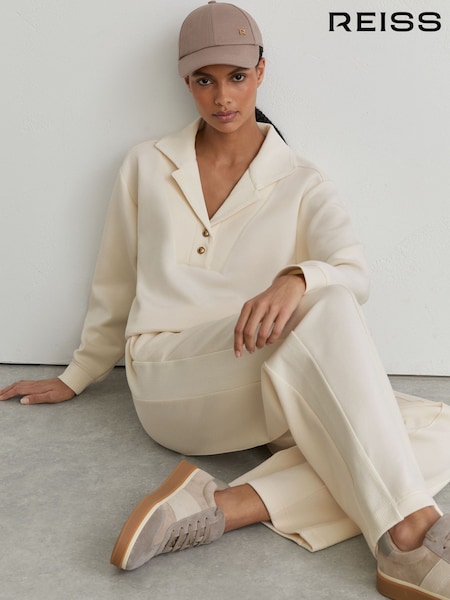 Ivory - Reiss Bella Premium Interlock Wide-leg Joggers