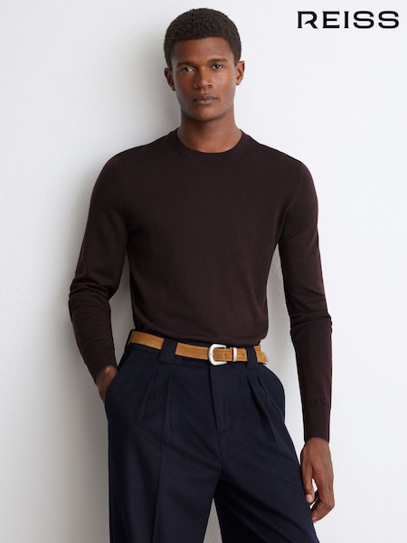 Bordeaux - Regular Reiss Wessex Merino Wool Crew-neck Jumper