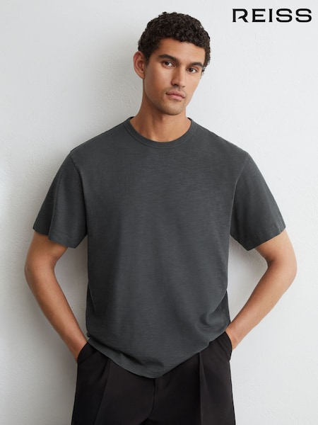 Navy - Regular Reiss Huxley Cotton Slub Relaxed-fit T-shirt