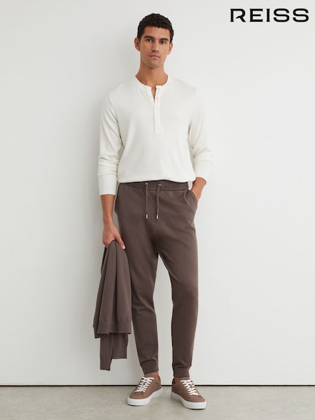 Ridge Brown - Regular Reiss Billings Merino Wool-blend Cuffed Joggers