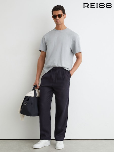 Light Blue - Regular Reiss Huxley Cotton Slub Relaxed-fit T-shirt