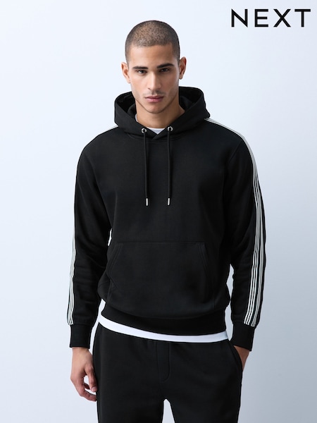 Black - Regular Side Stripe Overhead Hoodie