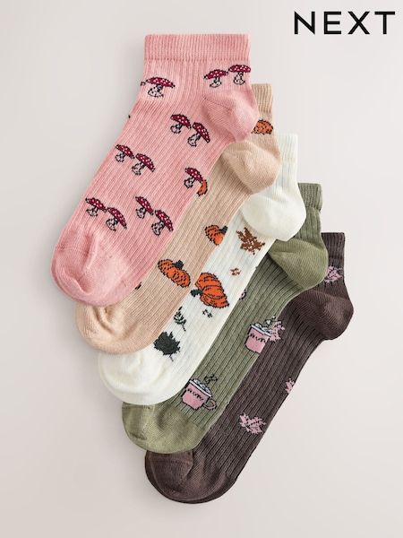 Autumn Conversational - Gerippte Turnschuhsocken, 5er-Pack