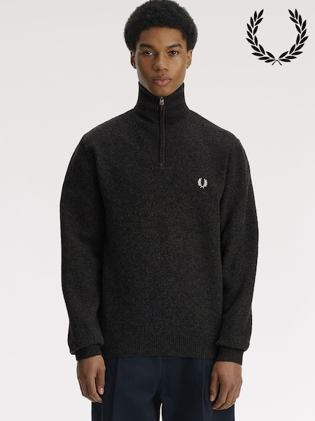 Grå - Regular Fred Perry Merino Wool Funnel Neck Jumper