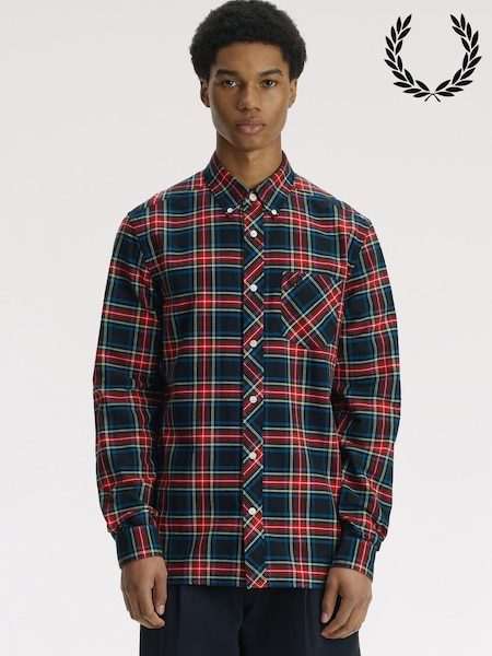 Schwarz - Regular Fred Perry Stewart Tartan Oxford Shirt