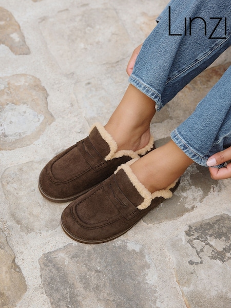 Braunes Wildleder - Linzi Collected Faux Fur Lined Mule Loafers