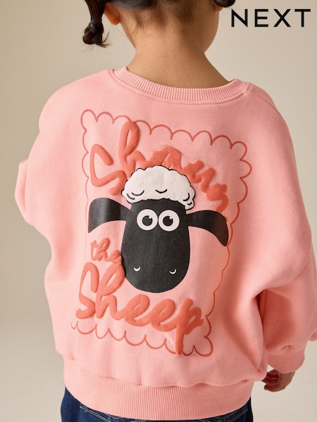Coral Pink - Shaun The Sheep Crew Neck Sweatshirt (9mths-7yrs)