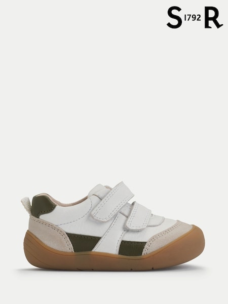 White - Start-rite Duel Double Bar Rip-tape Sporty Trainer Style First Walking Shoes