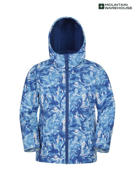 Sky Blue - Mountain Warehouse Exodus Kids Printed Water-resistant Softshell Jacket