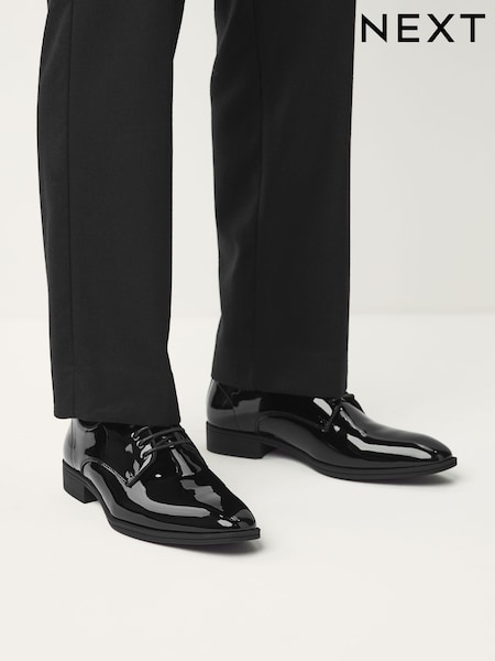 Black - Wide Fit Patent Derby Shoes