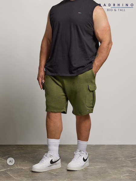 Green - Regular Badrhino Big & Tall Jersey Cargo Shorts