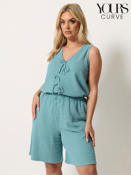 Blue - Yours Curve Textured Resort Shorts
