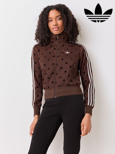 Brown - Adidas Originals Polka Dot Firebird Satin Track Top Jacket