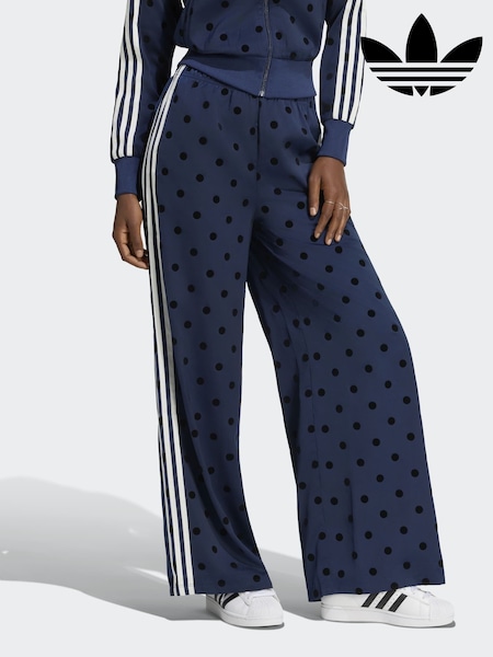 Indigo Blue - Adidas Originals Polka Dot Wide Leg Trousers