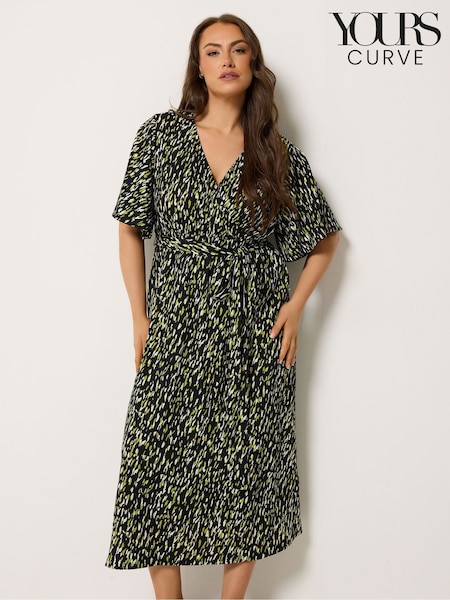 Black - Yours Curve Wrap Front Dress