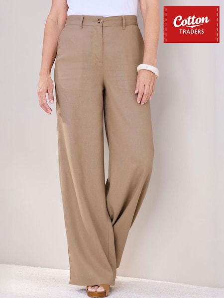 Bruin - Cotton Traders Linen Blend Wide Leg Trousers 29"