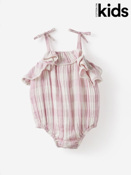Purple - Cotton On Woven Sleeveless Ruffle Playsuit