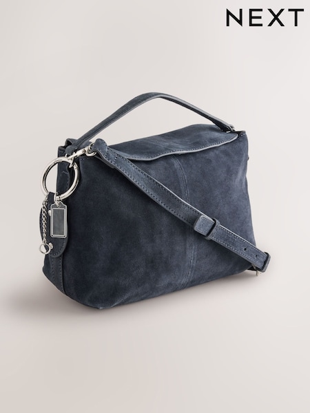 Marineblau - Charm-Handtasche aus Wildleder