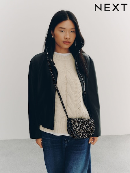 Animal Print - Leather Saddle Cross-body Bag