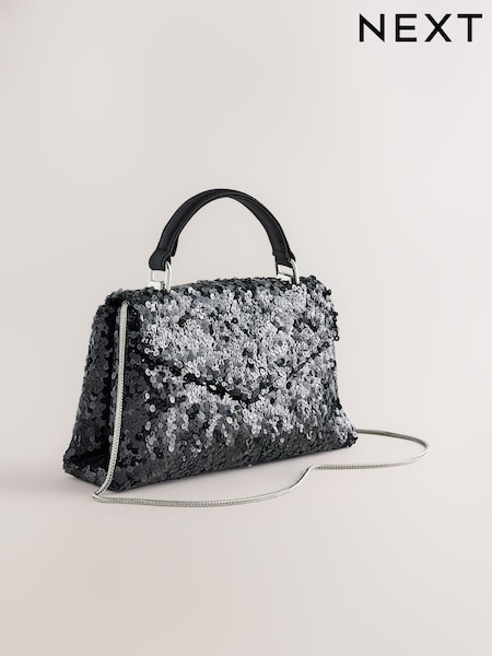 Black - Sequin Hand Held Bag