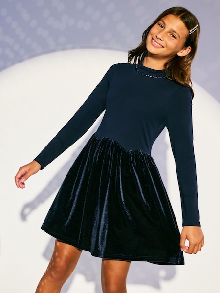 Теңіз көк - Lipsy Velvet 2-in-1 Party Dress (5-16yrs)