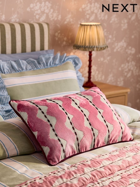 Cut Velvet Abstract Wiggle Stripe Cushion