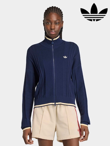 Blau - Adidas Originals Cable Knit Firebird Track Top