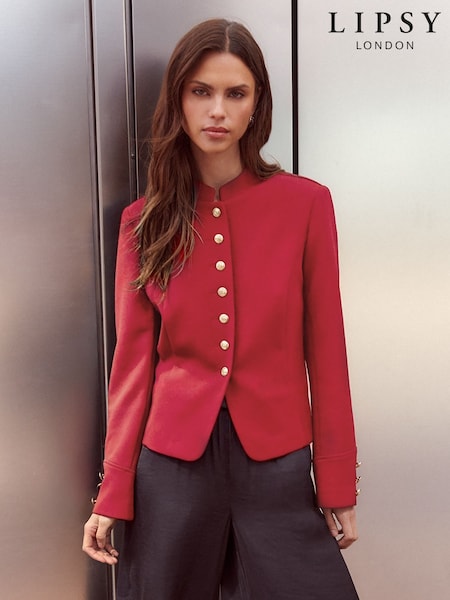 Roșu - Lipsy Military Mandarin Collar Blazer