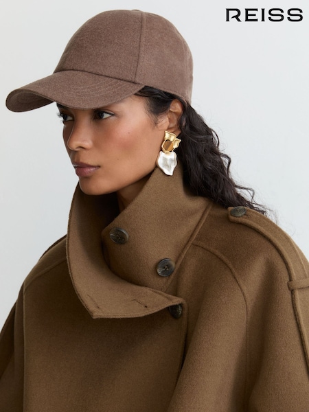 Dunkles Taupe - Reiss Sienna Wool-silk Blend Baseball Cap