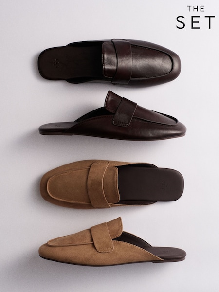 Brown Sand - The Set 2 Pack Backless Loafers