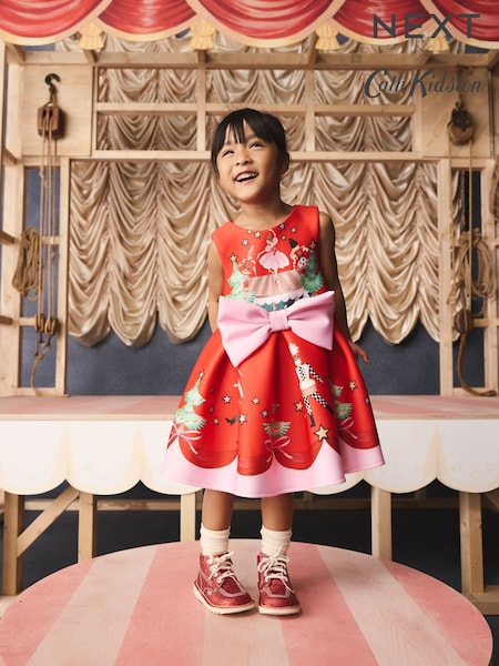 Chrismas Red - Cath Kidston Scuba Bow Dress (3mths-7yrs)