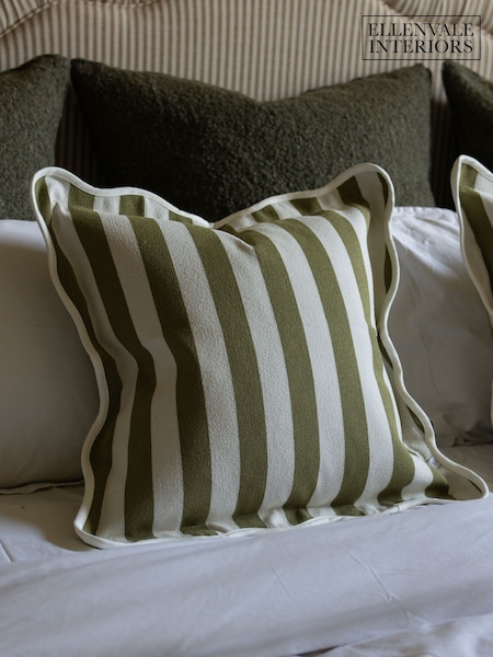Ellenvale Interiors Striped Scalloped Edge Cushion Cover