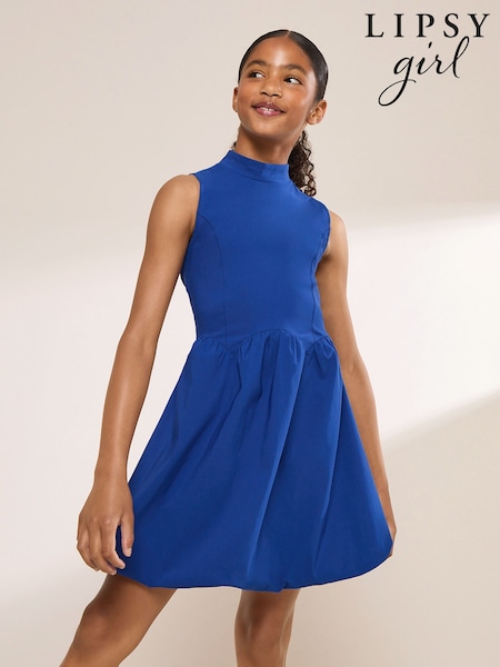Cobalt Blue - Lipsy Sleeveless High Neck Puffball Dress (5-16yrs)